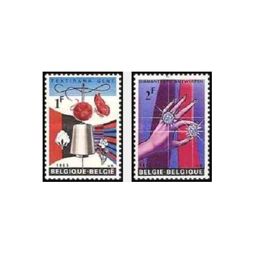 2 عدد تمبر نمایشگاه سنگهای قیمتی - بلژیک 1965