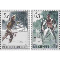 2 عدد تمبر جنگ جهانی دوم - بلژیک 1964