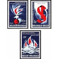 3 عدد تمبر صدمین سالگرد اتحادیه بین المللی سوسیالیستها - بلژیک 1964