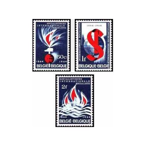 3 عدد تمبر صدمین سالگرد اتحادیه بین المللی سوسیالیستها - بلژیک 1964