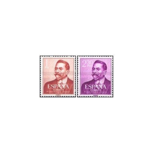 2 عدد  تمبر صدمین سالگرد تولد وازکوئز ملا  - اسپانیا 1961