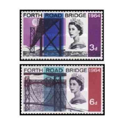 2 عدد تمبر افتتاح پل جاده چهارم ، اسکاتلند - انگلیس 1964