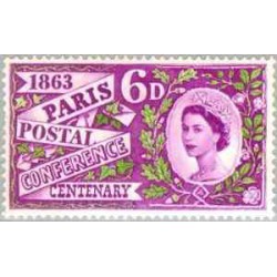 1 عدد تمبر صدمین سالگرد اولین کنفرانس پستی در پاریس- انگلیس 1963