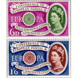 2 عدد تمبر مشترک اروپا - Europa Cept - اولین سالگرد تاسیس Cept- انگلیس 1960 قیمت 6.2 دلار