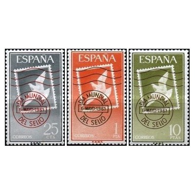3 عدد  تمبر روز جهانی تمبر  - اسپانیا 1961