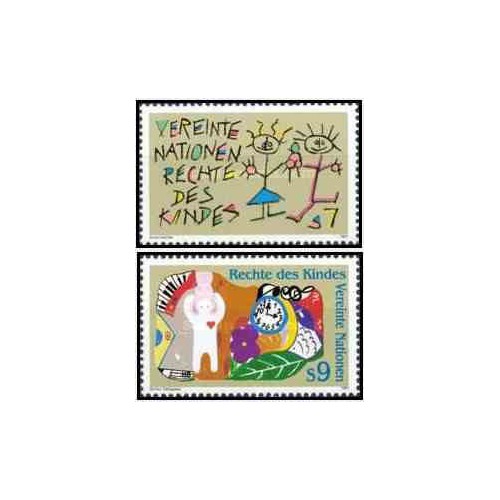 2 عدد تمبر حقوق کودکان - وین سازمان ملل 1991 قیمت 3.98 دلار
