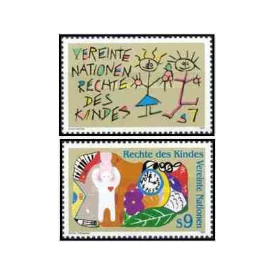 2 عدد تمبر حقوق کودکان - وین سازمان ملل 1991 قیمت 3.98 دلار