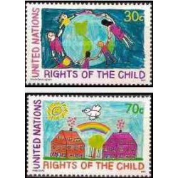 2 عدد تمبر 30مین سالگرد اعلامیه جهانی حقوق کودک و نشست جهانی کودک  - نیویورک سازمان ملل 1991