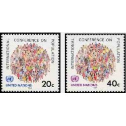 2 عدد تمبر کنفرانس بین المللی جمعیت ، مکزیکو - نیویورک سازمان ملل 1984