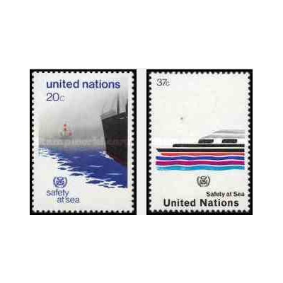 2 عدد تمبر ایمنی دریائی - سازمان بین المللی دریائی - نیویورک سازمان ملل 1983
