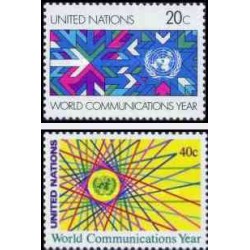 2 عدد تمبر سال جهانی ارتباطات - نیویورک سازمان ملل 1983