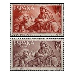 2 عدد  تمبر سال جهانی پناهندگان - اسپانیا 1961