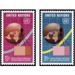 2 عدد تمبر کنفرانس بازرگان و توسعه سازمان ملل - نیویورک سازمان ملل 1976