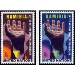2 عدد تمبر مسئولیت مستقیم در نامیبیا - نیویورک سازمان ملل 1975
