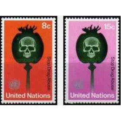 2 عدد تمبر کمپین جلوگیری از مواد مخدر - نیویورک سازمان ملل 1973