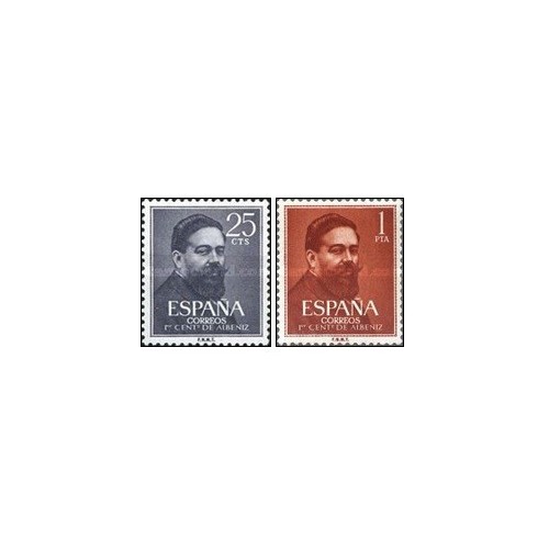 2 عدد تمبر صدمین سالگرد تولد اسحاق آلبنیز - اسپانیا 1960 2 عدد تمبر صدمین سالگرد تولد اسحاق آلبنیز - اسپانیا 1960