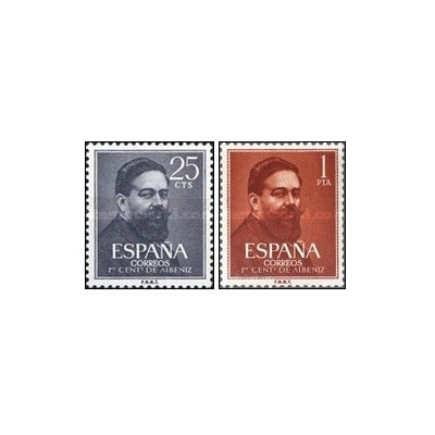 2 عدد  تمبر صدمین سالگرد تولد اسحاق آلبنیز - اسپانیا 1960