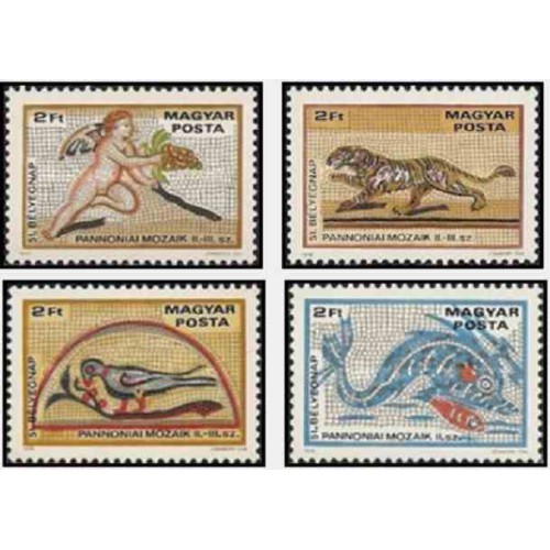 4 عدد تمبر روز تمبر - موزائیکهای رومانیائی - مجارستان 1978 قیمت 6.7 دلار