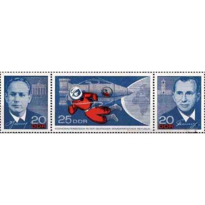 3 عدد تمبر ملاقات با فضانوردان روسی - جمهوری دموکراتیک آلمان 1965