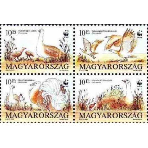 4 عدد تمبر صندوق جهانی حیات وحش - پرندگان - WWF - مجارستان 1994