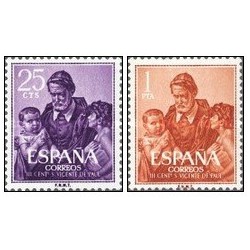2 عدد  تمبر سیصدمین سالگرد مرگ سنت وینزنز دو پل - اسپانیا 1960
