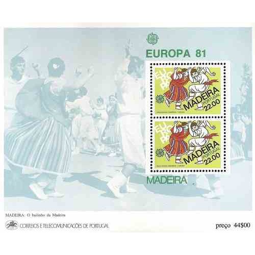 سونیرشیت تمبر مشترک اروپا - Europa Cept - فولکلور  -مادیرا پرتغال 1981