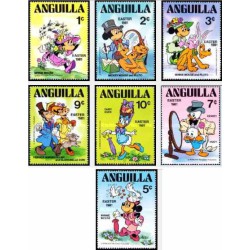 7 رقم از 9 عدد تمبر عید پاک - کاراکترهای والت دیسنی - آنگوئیلا 1981