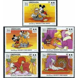 5 رقم از 9 عدد تمبر سال سگ - کاراکترهای دیسنی  - گرانادا 1994