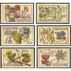 6 عدد تمبر کنگره بین المللی داروئی - گیاهان داروئی و ظروف داروئی تاریخی - چک اسلواکی 1971