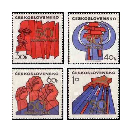4 عدد تمبر 50مین سالگرد حزب کمونیست چک - چک اسلواکی 1971 4 عدد تمبر 50مین سالگرد حزب کمونیست چک - چک اسلواکی 1971