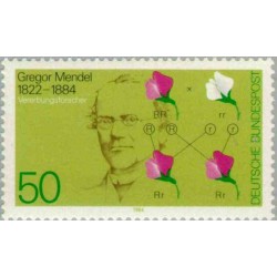 1 عدد تمبر صدمین سال مرگ گرگور مندل - دانشمند - نظریه وراثت - جمهوری فدرال آلمان 1984