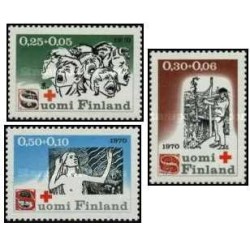 3 عدد  تمبر خیریه صلیب سرخ - فنلاند 1970