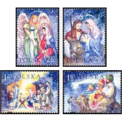 4 عدد تمبر کریستمس - تابلو نقاشی - لهستان 2003 قیمت 8.7 دلار