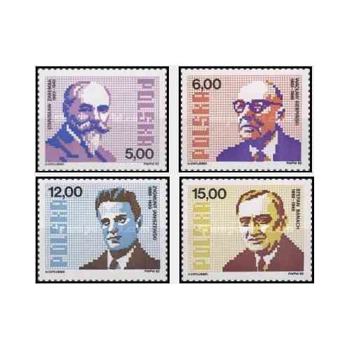 4 عدد تمبر ریاضی دانان لهستانی - لهستان 1982