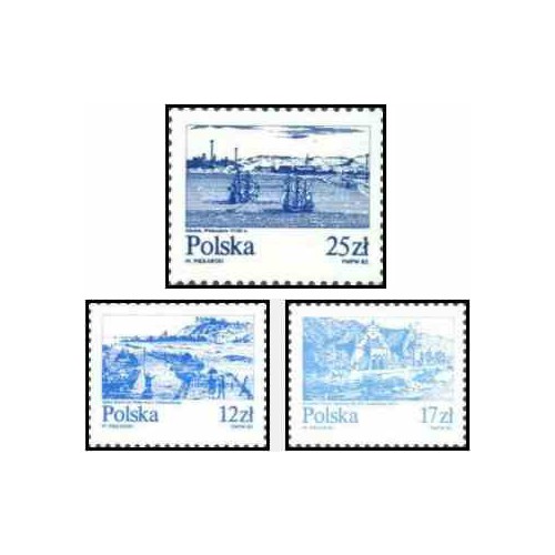 3 عدد تمبر رودخانه ویستولا - لهستان 1982
