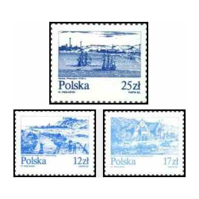 3 عدد تمبر رودخانه ویستولا - لهستان 1982