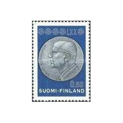 1 عدد  تمبر هفتادمین سالگرد تولد رئیس جمهور اورهو ککونن  - فنلاند 1970