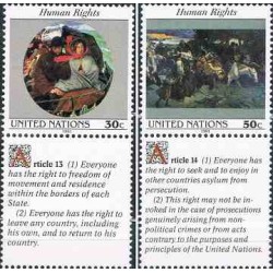 2 عدد تمبر اعلامیه حقوق بشر  - نیویورک سازمان ملل 1991