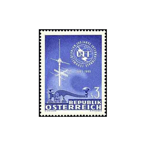 1 عدد تمبر صدمین سال اتحادیه بین المللی مخابرات - UIT - اتریش 1965