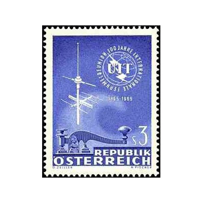 1 عدد تمبر صدمین سال اتحادیه بین المللی مخابرات - UIT - اتریش 1965