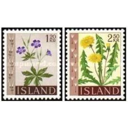 2 عدد  تمبر سری پستی -گل ها - ایسلند 1960