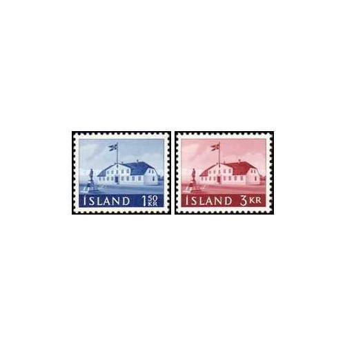 2 عدد  تمبر سری پستی -رقمهای جدید- ایسلند 1961