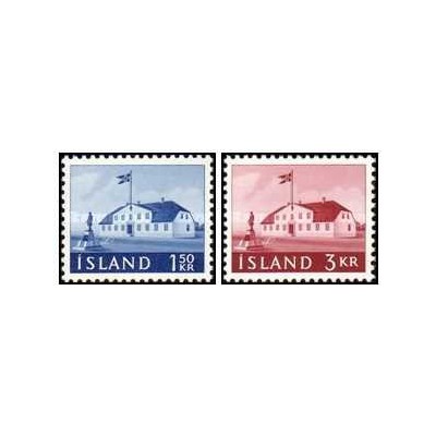 2 عدد  تمبر سری پستی -رقمهای جدید- ایسلند 1961
