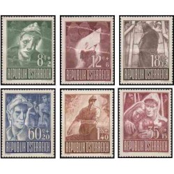6 عدد تمبر خیریه زندانیان جنگ - اتریش 1947