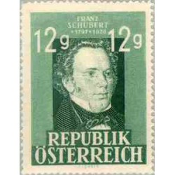 1 عدد تمبر یادبود فرانتس شوبرت - آهنگساز - اتریش 1947