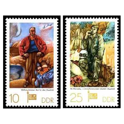 2 عدد تمبر نمایشگاه تمبر سوفیلکس برلین - تابلو - جمهوری دموکراتیک آلمان 1977