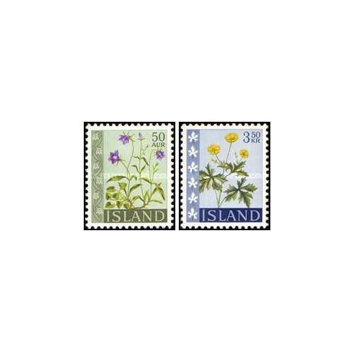 2 عدد  تمبر سری پستی - گل ها - ایسلند 1962