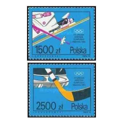 2 عدد تمبر بازیهای المپیک زمستانی آلبرت ویل فرانسه - لهستان 1992