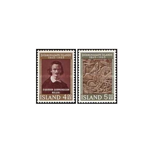 2 عدد  تمبر صدمین سالگرد موزه ملی - ایسلند 1963