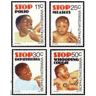 4 عدد تمبر بهداشت - بوتسوانا آفریقای جنوبی 1985